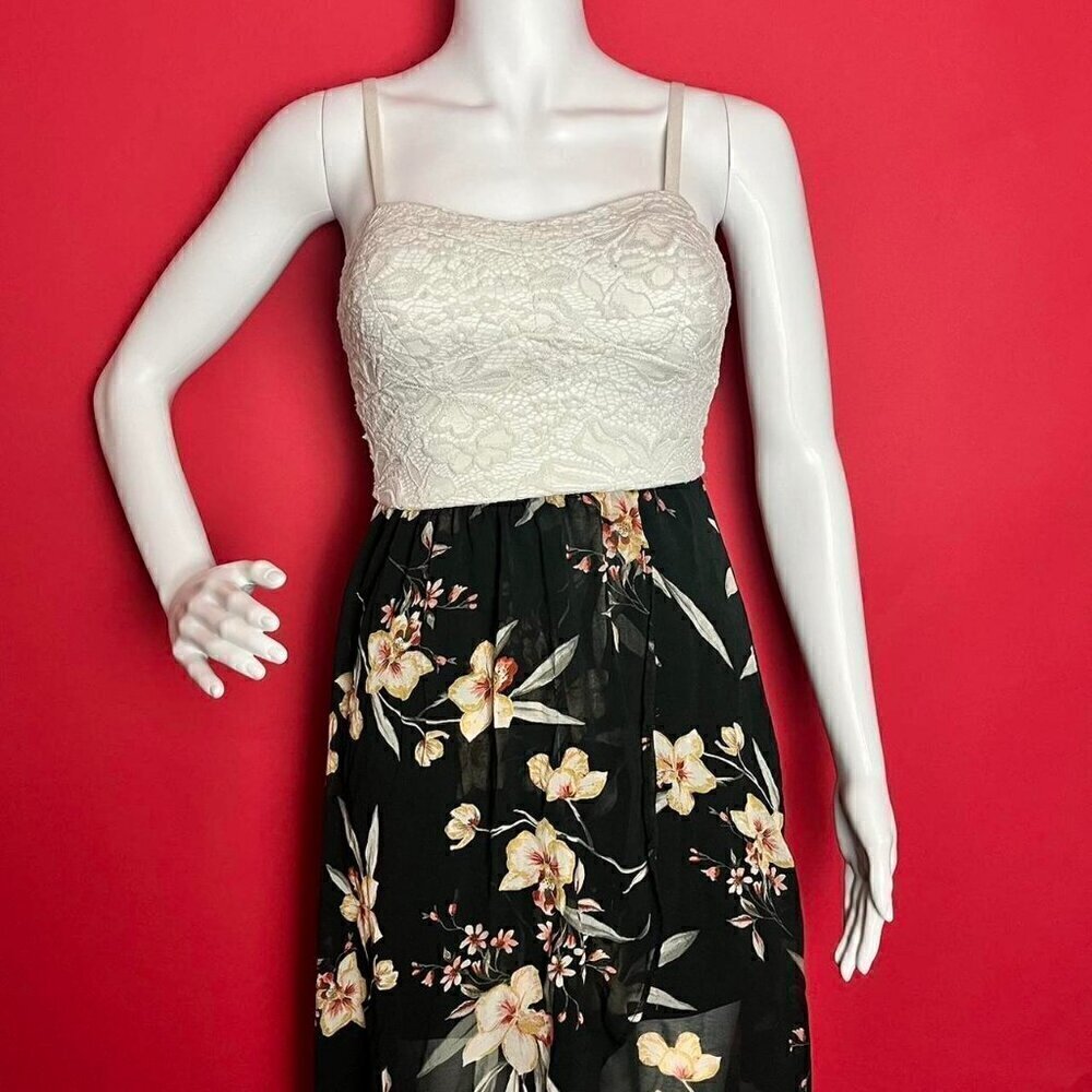 White Lace and floral high low dress